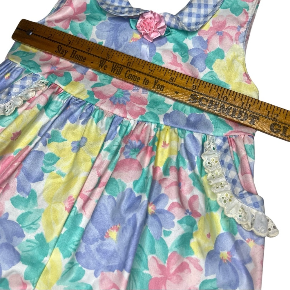 Vintage Buster Brown Baby Romper 24M Floral Gingham USA Made Cottagecore Spring - Picture 4 of 7
